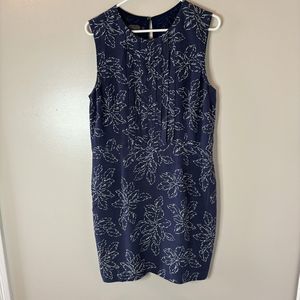 Pendleton Womens Sleeveless Dress Navy Blue White Floral Shift Size 14 P…